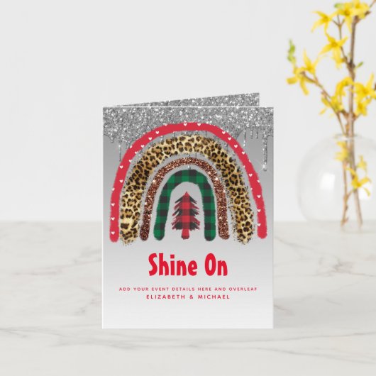 2021 Aangepaste Kerst Regenboog Gouden Glitters Gl Kaart (Gele Bloem)