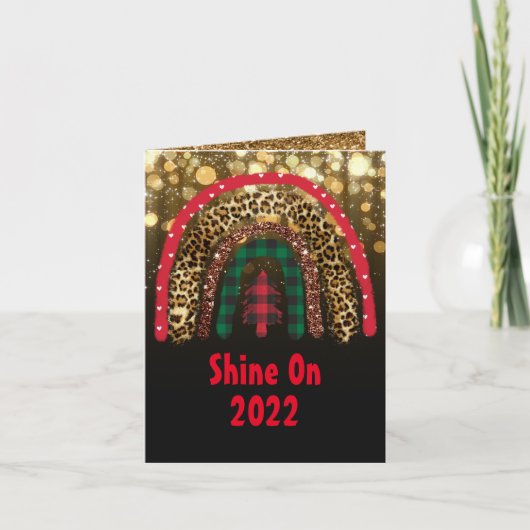 2021 Aangepaste Kerst Regenboog Gouden Glitters Gl Kaart (Voorkant)