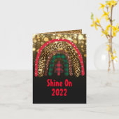 2021 Aangepaste Kerst Regenboog Gouden Glitters Gl Kaart (Gele Bloem)