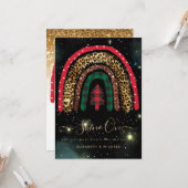 2021 Aangepaste Kerst Regenboog Gouden Glitters Gl Kaart (Voorkant / Achterkant in situ)