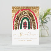 2021 Aangepaste Kerstregenboog Gouden Glitter Glam Kaart (Staand voorkant)