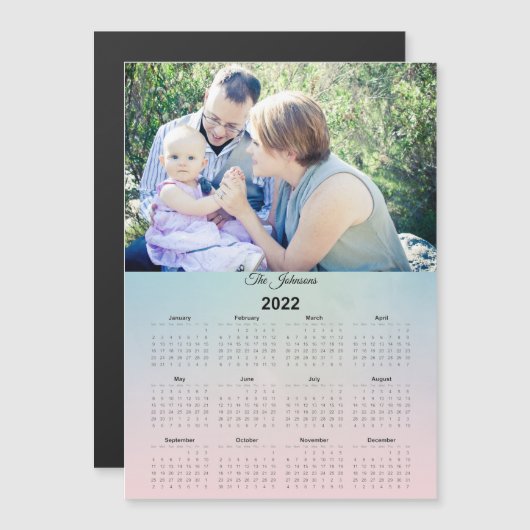 2021 Aangepaste reeks Foto groen magnetisch kalend (Voorkant / Achterkant)