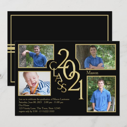 2021 Afstuderen Klasse van Quad Foto Zwart Kaart (Voorkant / Achterkant)