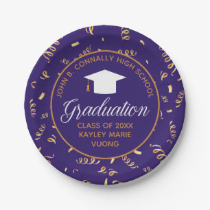 2021 Afstuderen Paarse Gold Custom Streamers Party Papieren Bordje