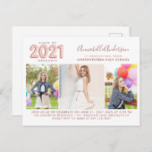 2021 Afstuderen Roos Gold 3 Fotogradatie Partij Uitnodiging Briefkaart (Voorkant / Achterkant)