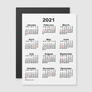 2021 Agenda voor feestdagen van Janz 4x5 Magnet