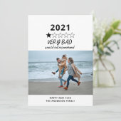 2021 bad year in review 5 star foto funny feestdagenkaart (Staand voorkant)
