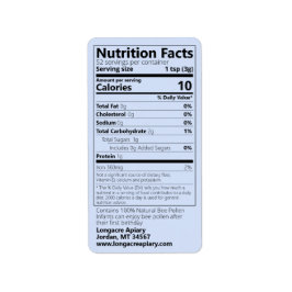 2021 Bee Pollen Nutrition Facts Blue Product Etiket