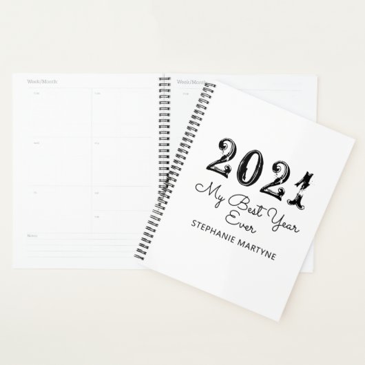 2021 beste jaar ooit gepersonaliseerd wit planner (Display)