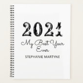 2021 beste jaar ooit gepersonaliseerd wit planner (Voorkant)