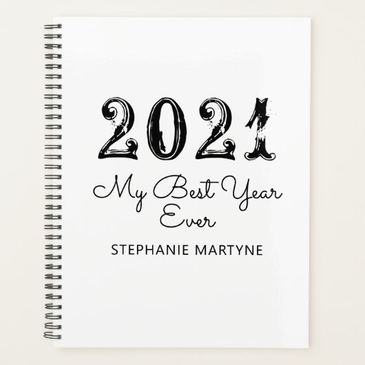 2021 beste jaar ooit gepersonaliseerd wit planner (Voorkant)