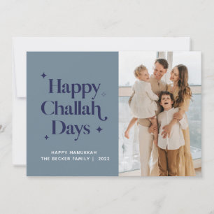 2021 Blauwe Gelukkige Challah Dagen Hanukkah Aange Feestdagenkaart