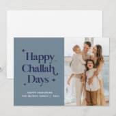 2021 Blauwe Gelukkige Challah Dagen Hanukkah Aange Feestdagenkaart (Voorkant / Achterkant)