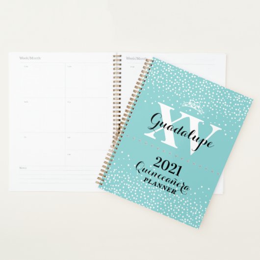 2021 Blauwgroen Aqua Blue Silver Glitter XV Quince Planner (Display)
