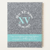 2021 Blauwgroen Aqua Blue Silver Glitter XV Quince Planner (Achterkant)