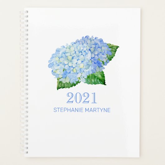 2021 Bloemen Waterverf Hortensia Persoonlijke naam Planner (Voorkant)