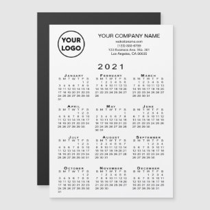 2021 Calendar Business Logo White Magnet Card
