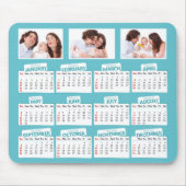 2021 Calendar Custom Photo Trio Blauwgroen Muismat (Voorkant)