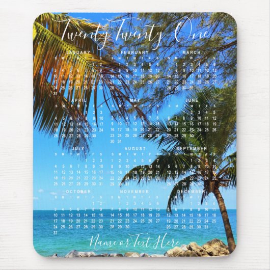 2021 Calendar Tropical Beach of Your Photo Script Muismat (Voorkant)