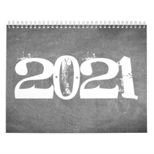 2021 Chalkboard Calendar Black and White Text Kalender