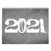 2021 Chalkboard Calendar Black and White Text Kalender (Hoes)