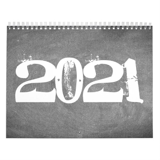 2021 Chalkboard Calendar Black and White Text Kalender (Hoes)