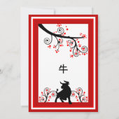 2021 Chinese Nieuwjaar Ox en Bloemenboom Kaart (Achterkant)
