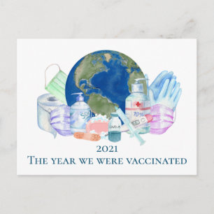 2021 Covid Jaar we werden gevaccineerd Vaccin Briefkaart