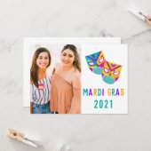 2021 Covid Quarantaine Grappige Mardi Gras Masker  Kaart (Voorkant / Achterkant in situ)