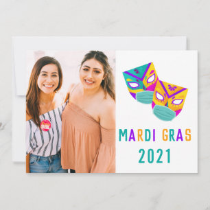 2021 Covid Quarantaine Grappige Mardi Gras Masker  Kaart