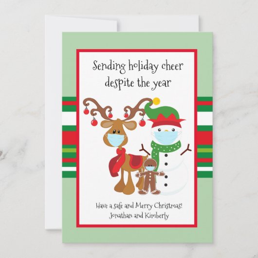 2021 Covid Sending Holiday Cheer Ondanks jaar Feestdagenkaart (Voorkant)