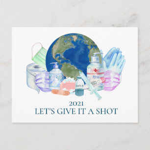 2021 Covid Vaccin Geef het een kans Briefkaart