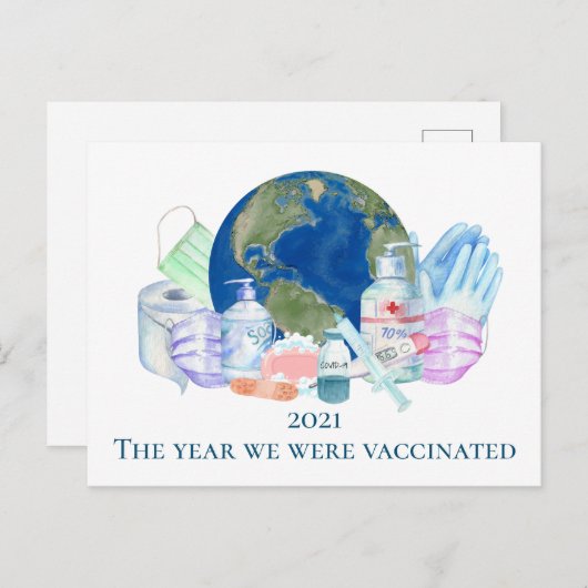 2021 Covid Year we waren gevaccineerd vaccin Briefkaart (Voorkant / Achterkant)