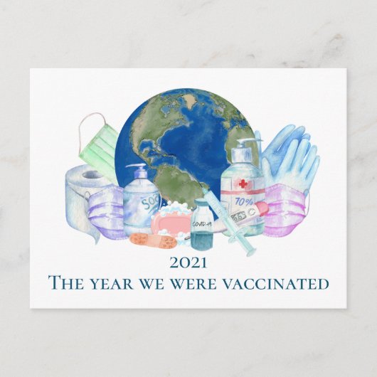 2021 Covid Year we waren gevaccineerd vaccin Briefkaart (Voorkant)