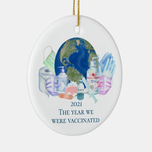 2021 Covid Year we waren gevaccineerd vaccin Keramisch Ornament (Rechts)