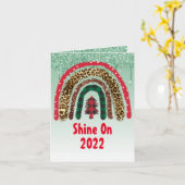 2021 CUSTOM-kerstregenbooggoud Glitter Glamour Kaart (Gele Bloem)