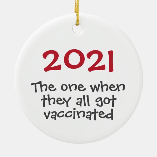 2021 de kerstboomversiering met het vaccin keramisch ornament (Achterkant)