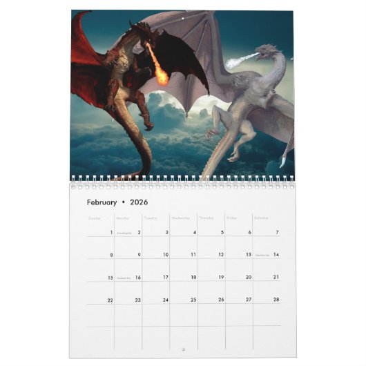 2021 De machtige draak elk jaar Fantasy Calendar Kalender (Feb 2026)