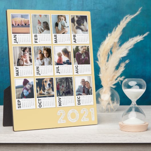 2021 Desktop Calendar Modern Photo Collage Fotoplaat (Zijkant)