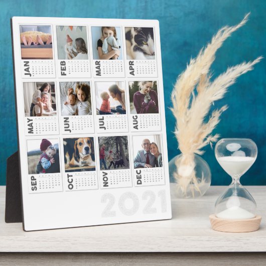2021 Desktop Calendar Modern Photo Collage Fotoplaat (Zijkant)