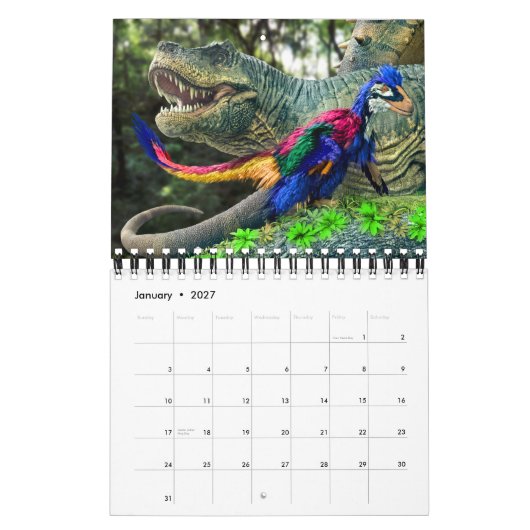 2021 DINOSAUR WERELDKALENDAR: Kinder agenda afdruk Kalender (Jan 2027)