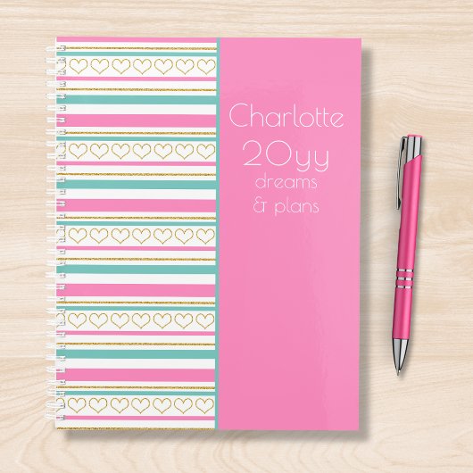 2021 Dromen & Plannen Goud Glitter Roze Gepersonal Planner