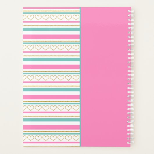 2021 Dromen & Plannen Goud Glitter Roze Gepersonal Planner (Achterkant)