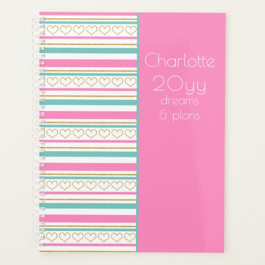 2021 Dromen & Plannen Goud Glitter Roze Gepersonal Planner (Voorkant)