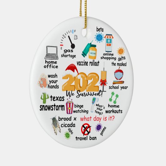 2021 een jaar om te herinneren aan Funny Keepslag Keramisch Ornament (Rechts)