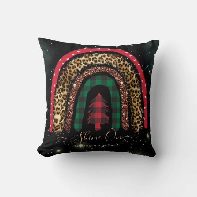 2021 Eigen kerstregenbooggouden glitter Glam Kussen (Voorkant)