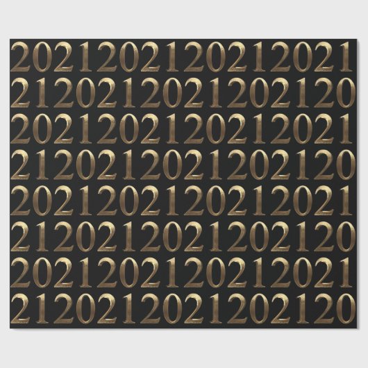2021 Elegant Faux Golden Numbers Black en Gold Cadeaupapier (Vlak)