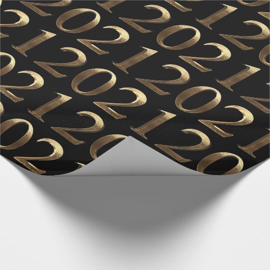 2021 Elegant Faux Golden Numbers Black en Gold Cadeaupapier (Hoek)