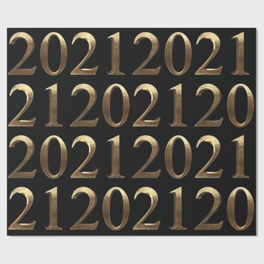 2021 Elegant Faux Golden Numbers Black en Gold Cadeaupapier (Vlak)