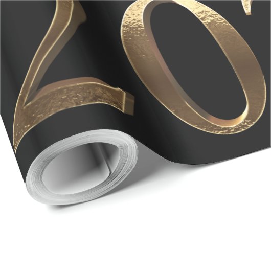 2021 Elegant Faux Golden Numbers Black en Gold Cadeaupapier (Rol Hoek)